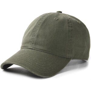 Women's Green Vintage Washed Unstructured Baseball Cotton Adjustable Cap